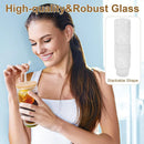 4PCS 11OZ Juice Cup with Lid and Straw Creative Glass Drink Cup for Home Office