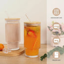 4PCS 11OZ Juice Cup with Lid and Straw Creative Glass Drink Cup for Home Office