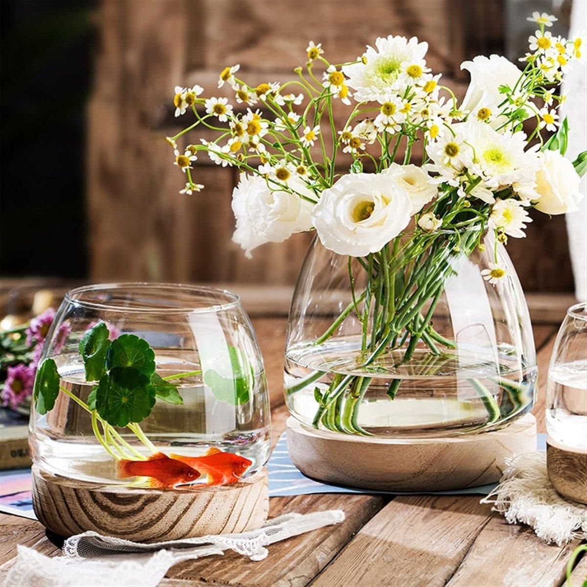 Japanese Style Small Glass Vases Fish Tank for Elegant Home Decor - L