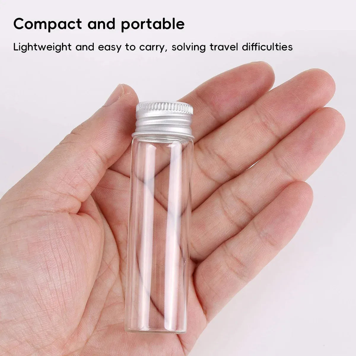 50PCS 20ml Silver Aluminum Lid Glass Storage Bottles Small Item Organiser Use
