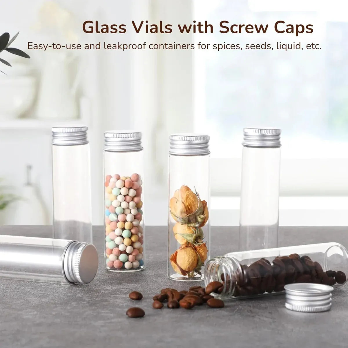 50PCS 20ml Silver Aluminum Lid Glass Storage Bottles Small Item Organiser Use