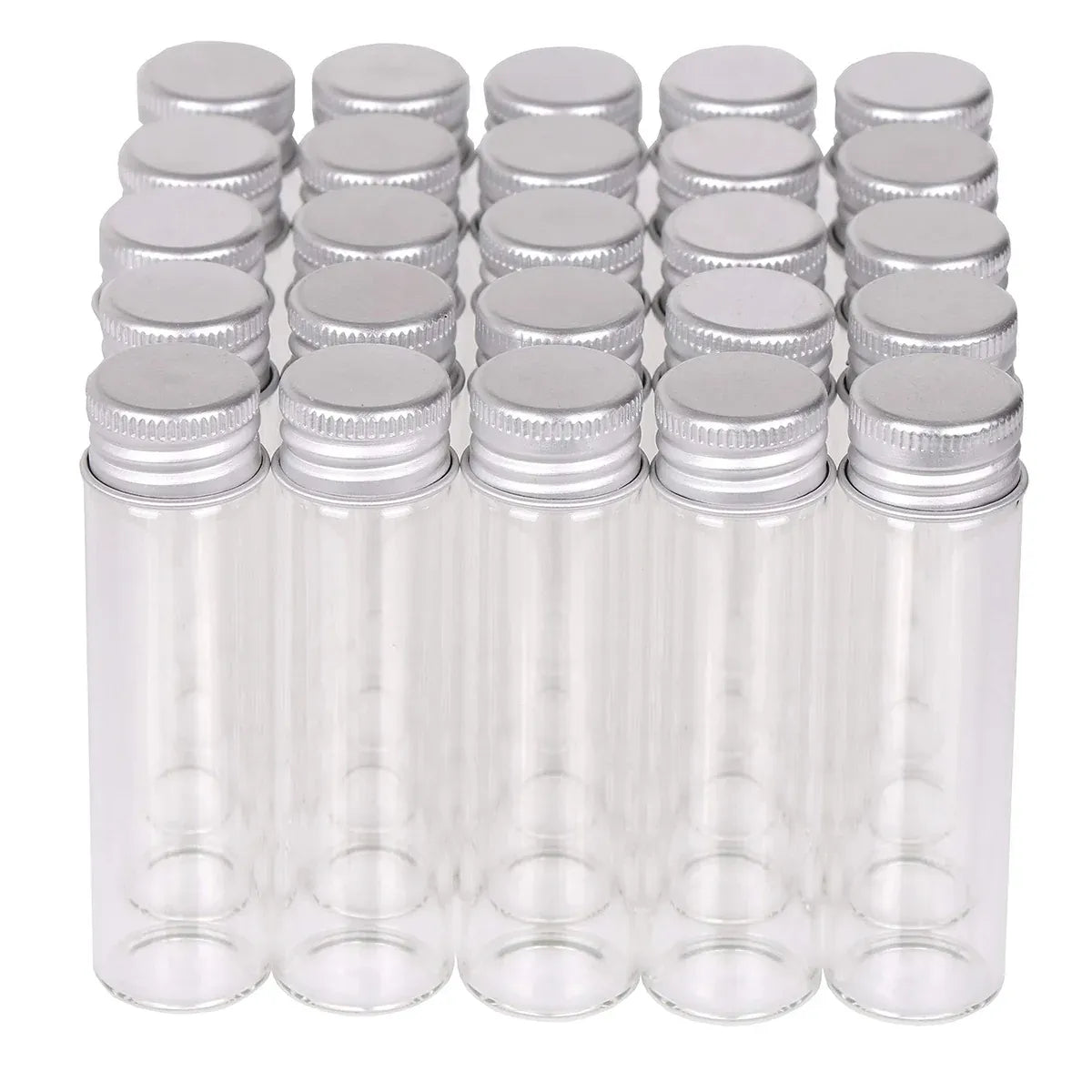 50PCS 20ml Silver Aluminum Lid Glass Storage Bottles Small Item Organiser Use