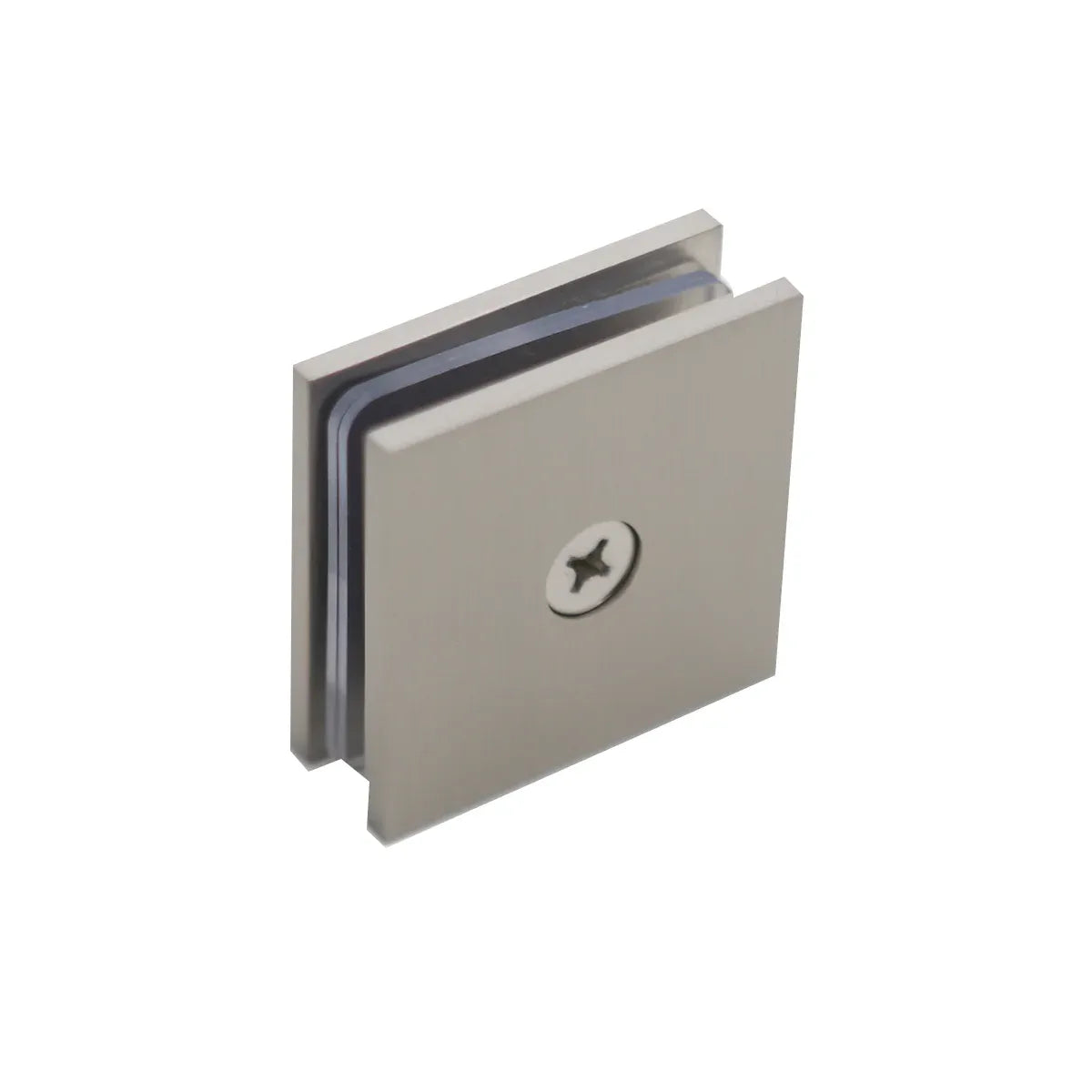 Shower Glass Clip Single Hole Square Bracket Partition Bathroom Accessories - Nickel