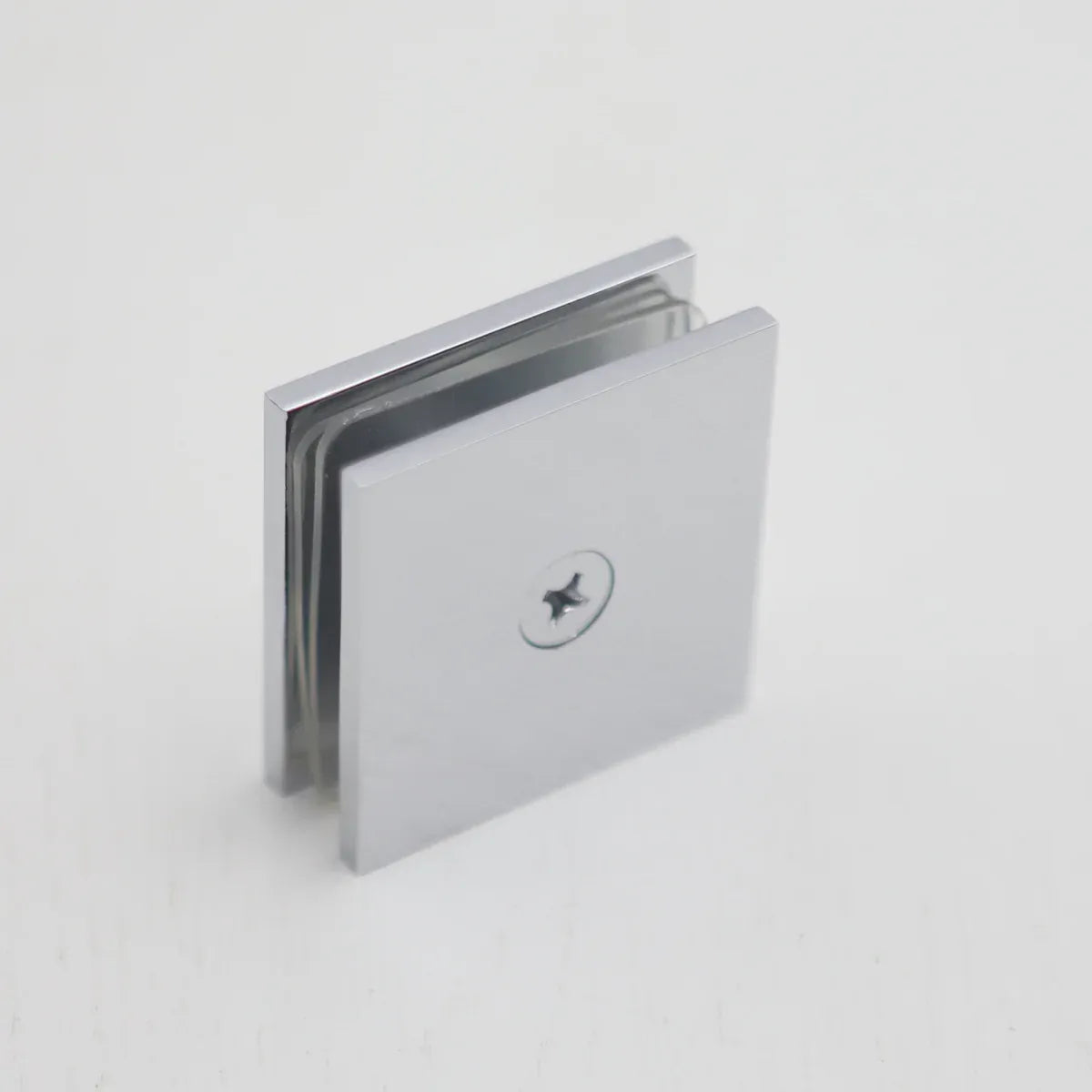 Shower Glass Clip Single Hole Square Bracket Partition Bathroom Accessories - Nickel