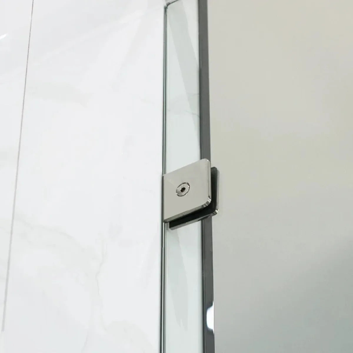 Shower Glass Clip Single Hole Square Bracket Partition Bathroom Accessories - Nickel