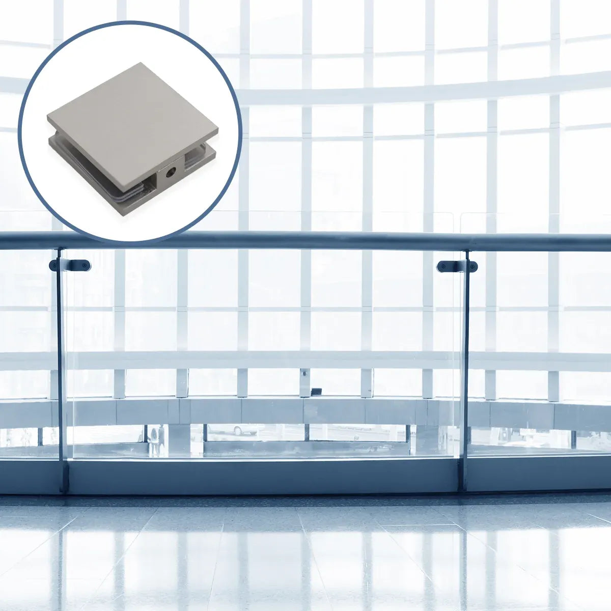Shower Glass Clip Single Hole Square Bracket Partition Bathroom Accessories - Nickel