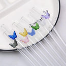 8pcs Colourful Butterfly Glass Straw Reusable Heat Resistant Proof MultiColours