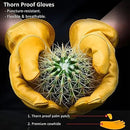 Golden Yellow Cowhide Work Gloves Full Finger Gardening DIY Home Maintenance Use - L
