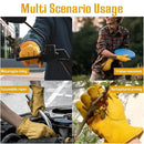 Golden Yellow Cowhide Work Gloves Full Finger Gardening DIY Home Maintenance Use - XL