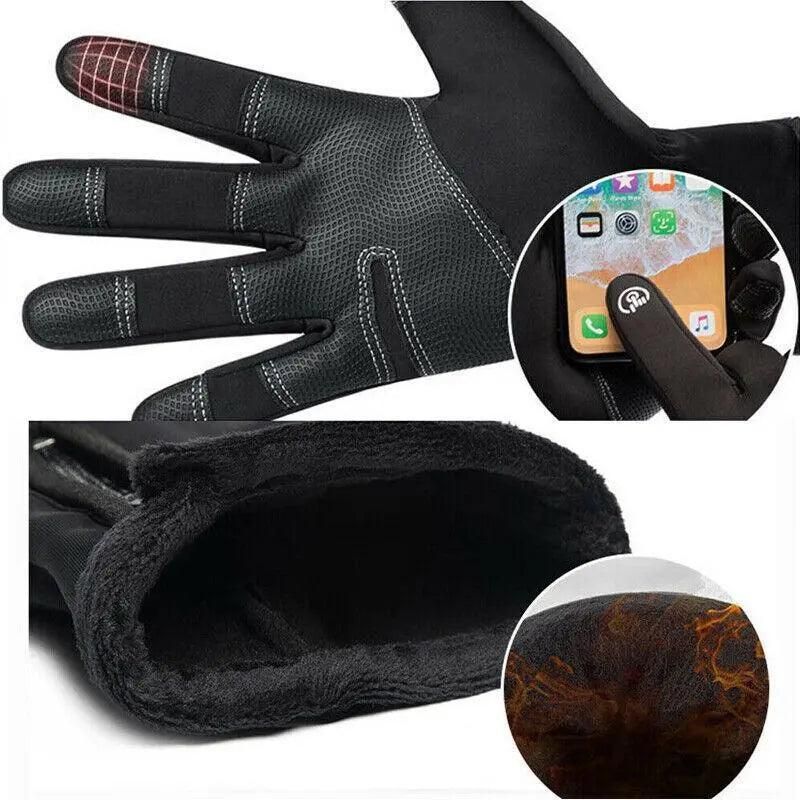 Winter Warm Windproof Waterproof Anti-Slip Thermal Touch Screen Gloves Unisex M Size - Grey