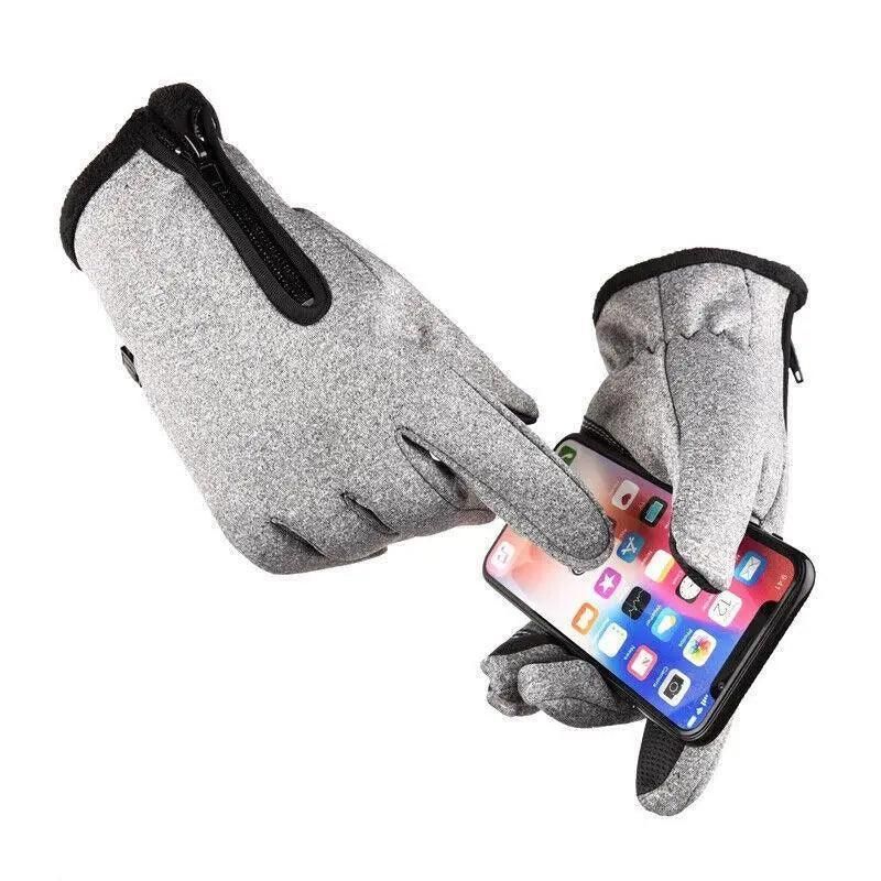 Winter Warm Windproof Waterproof Anti-Slip Thermal Touch Screen Gloves Unisex M Size - Grey