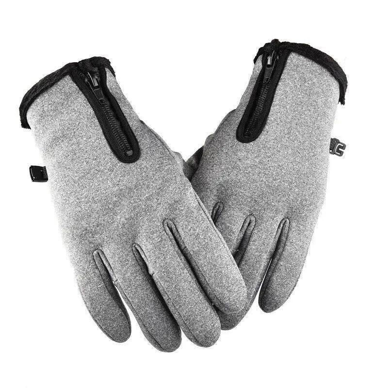 Winter Warm Windproof Waterproof Anti-Slip Thermal Touch Screen Gloves Unisex M Size - Grey