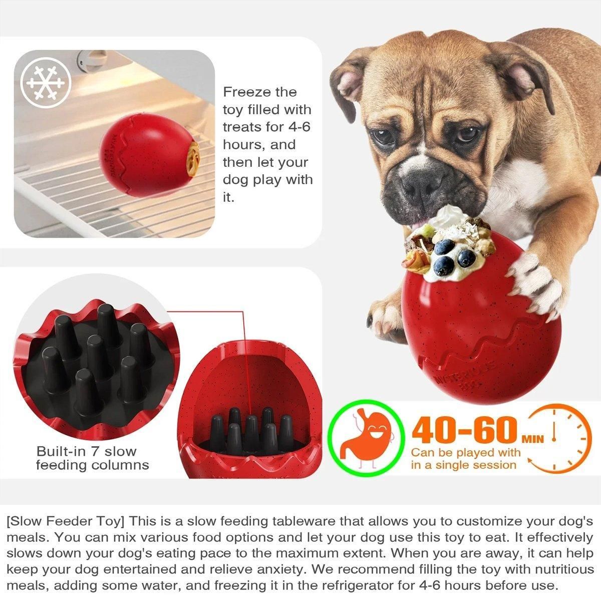 Licking Dog Gnawing Toy Slow Feeder Dinosaur Eggs Interactive Slow Food Dog Toy - Black