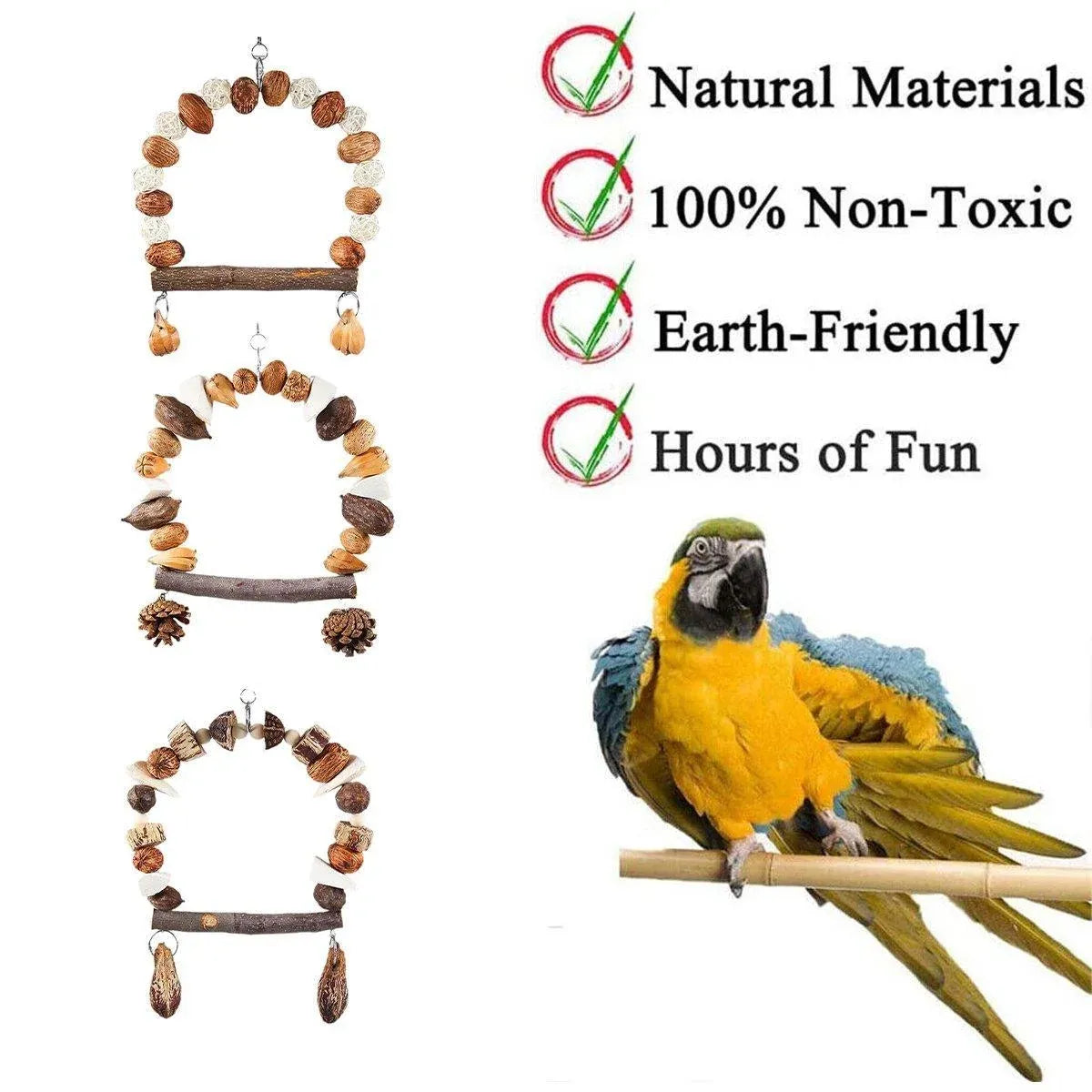 Parrot Chew Toy For Training Climbing Grinding Teeth Relief Durable Bird Toy - Pine Cones