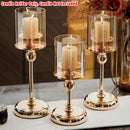 3PCS Light Luxury Style Candlestick Alloy and Glass Material Home Decor Durable
