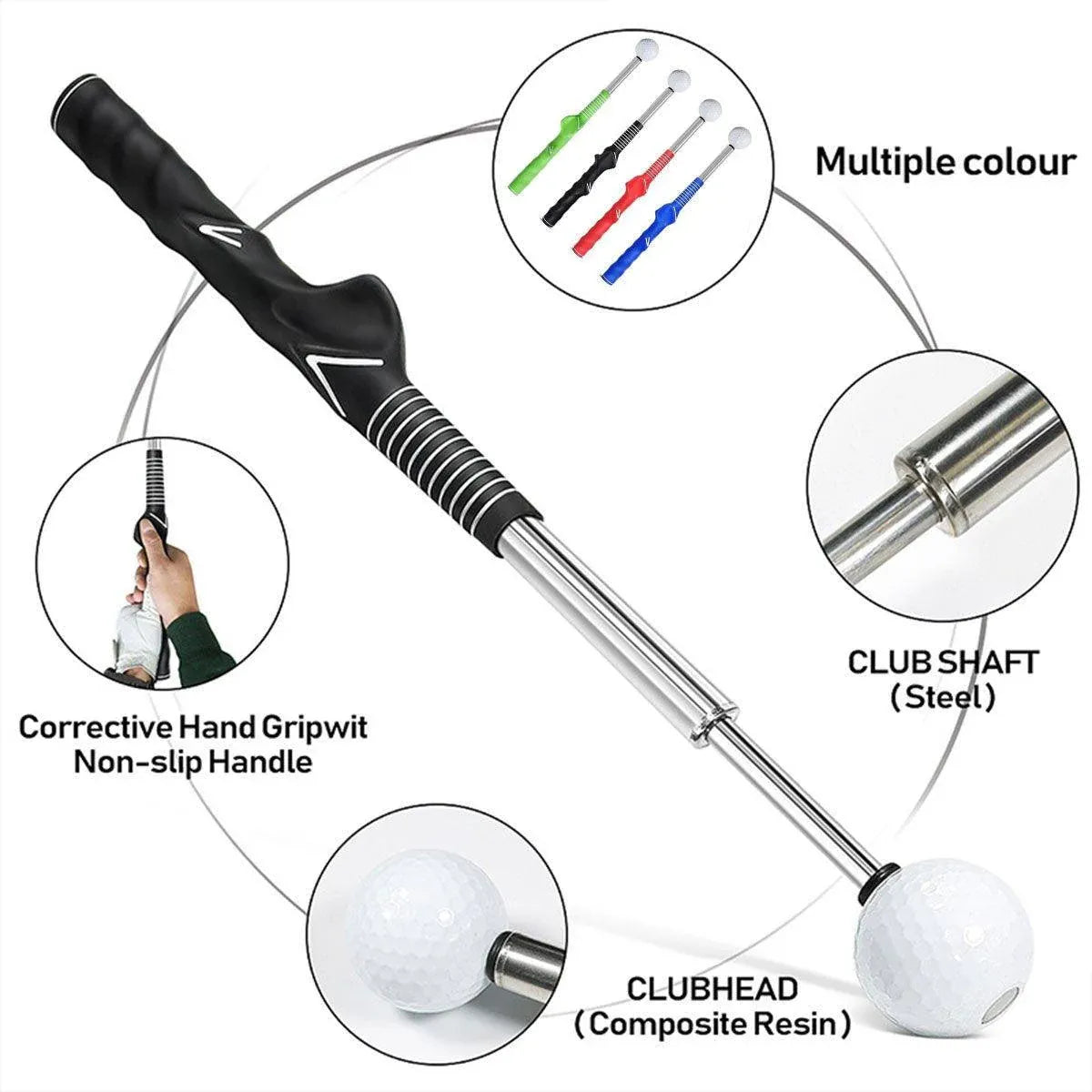 Golf Swing Training Aid Telescopic Impact Sound Stick Exercise Tool for Practice - Blue