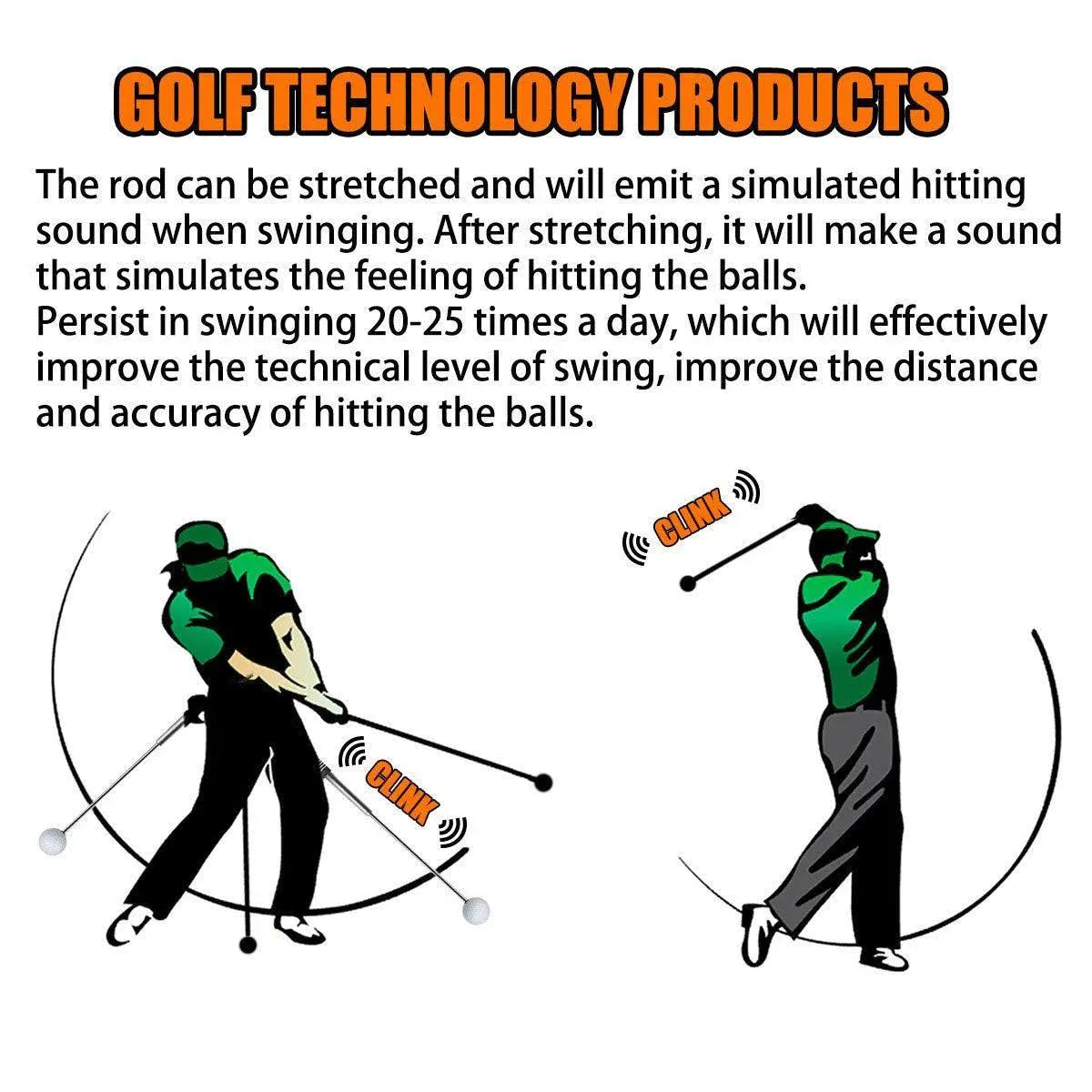 Golf Swing Training Aid Telescopic Impact Sound Stick Exercise Tool for Practice - Blue