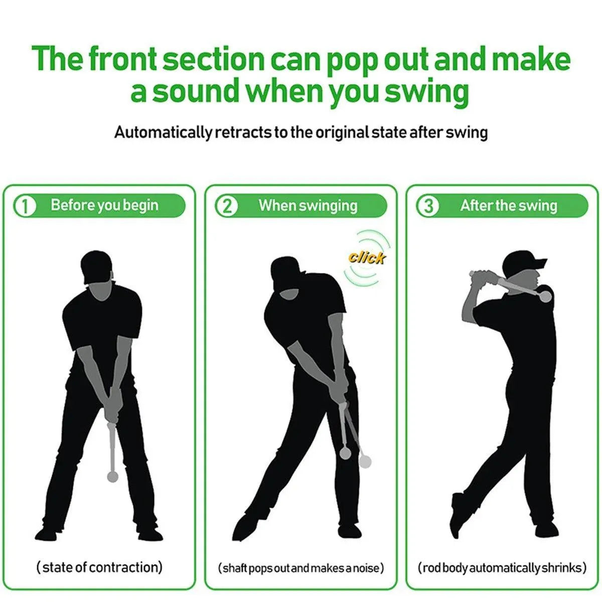 Golf Swing Training Aid Telescopic Impact Sound Stick Exercise Tool for Practice - Red