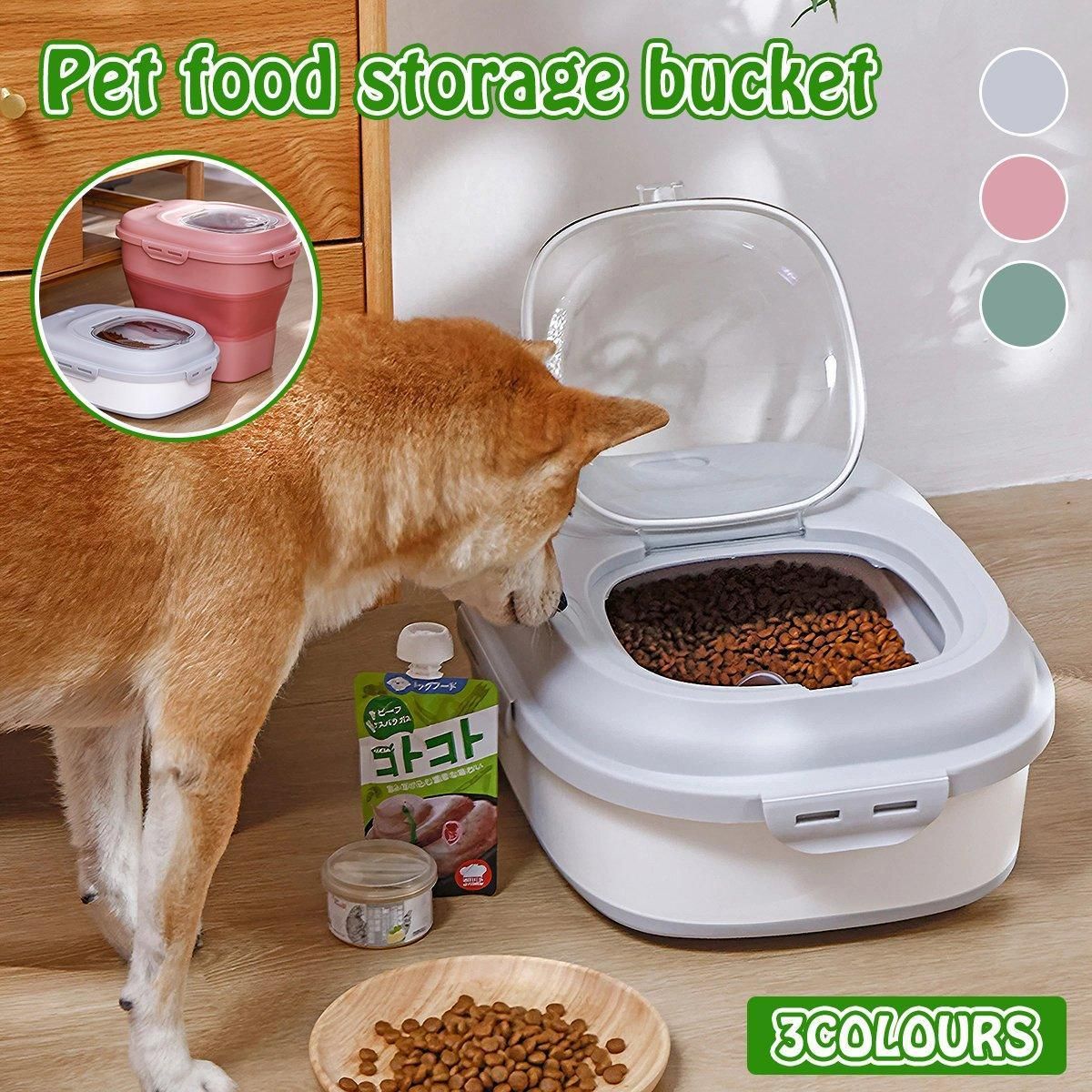 Large Capacity Pet Food Storage Box Foldable Design with Seal Lid - Green