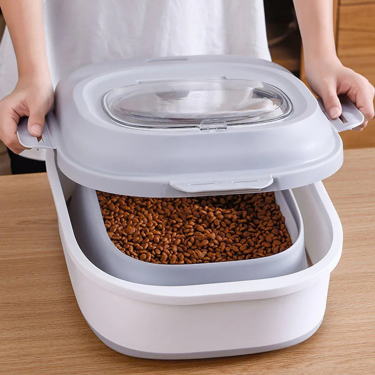 Large Capacity Pet Food Storage Box Foldable Design with Seal Lid - Green