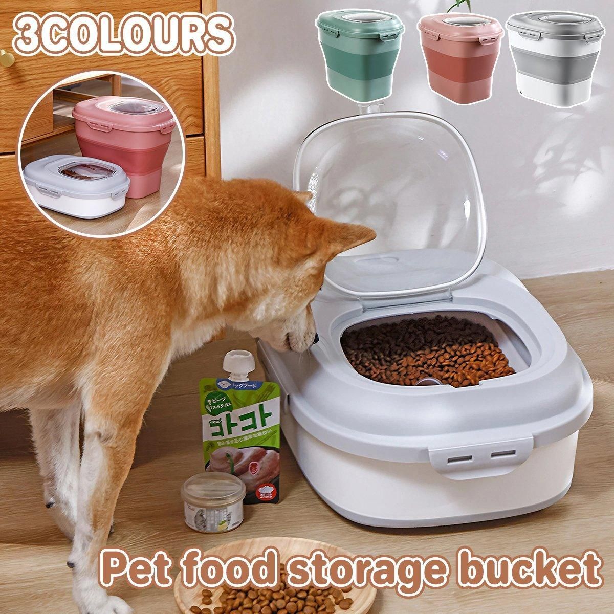 Large Capacity Pet Food Storage Box Foldable Design with Seal Lid - Green