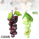 10Pcs Lifelike Artificial Grapes Decorative Fake Fruit for Weddings & Decor - Purple