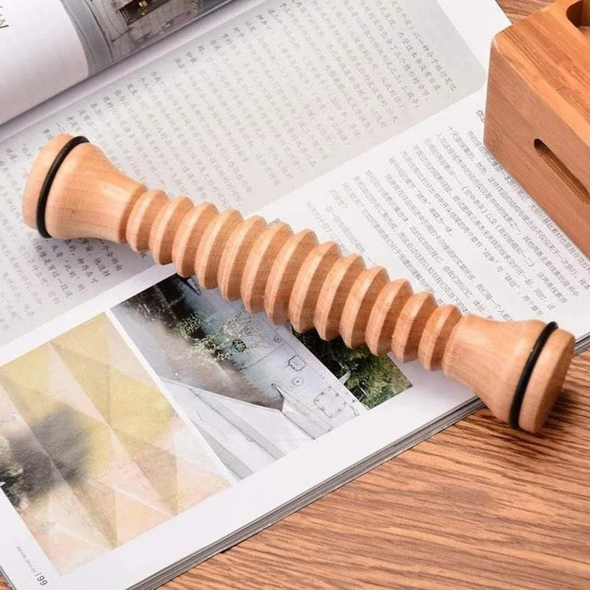 Wooden Foot Massage Roller Stick Manual Massager Tool for Feet Legs Arms - 18.5x4x4cm-2pcs