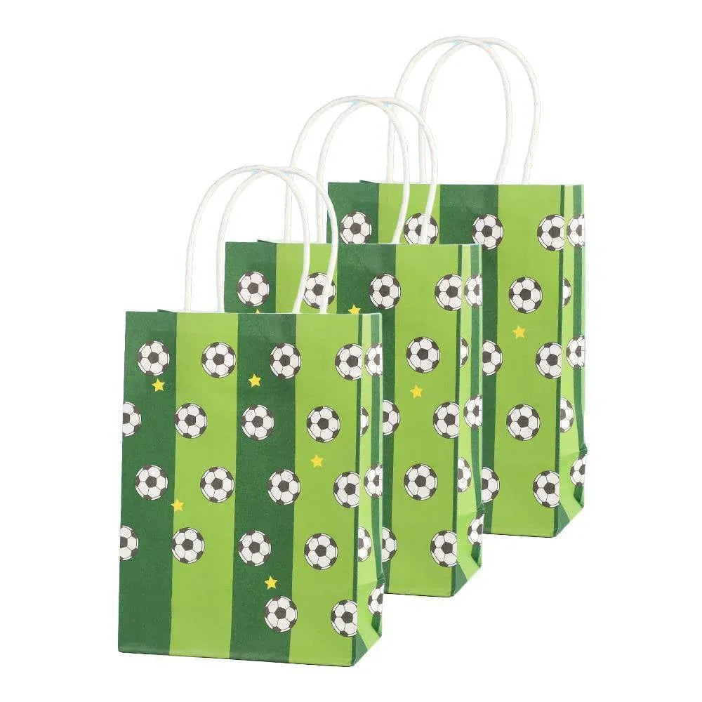 30PCS Fashion Ball Kraft Paper Gift Bag Festivals gift tote bag Party Favor Bag - Green-Football-30pcs
