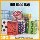 30PCS Fashion Ball Kraft Paper Gift Bag Festivals gift tote bag Party Favor Bag - Green-Football-30pcs