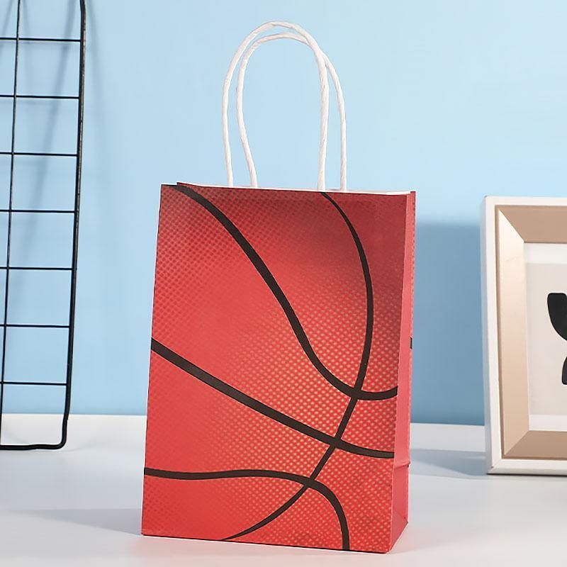 30PCS Fashion Ball Kraft Paper Gift Bag Festivals gift tote bag Party Favor Bag - Green-Football-30pcs