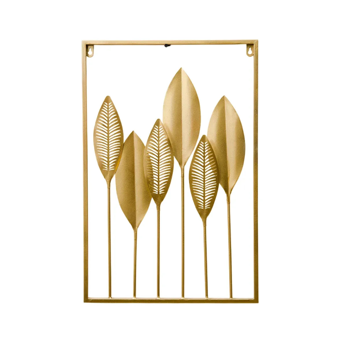 Metal Leaf Wall Hanging Decor Gold Iron Frame Living Room Porch 60 x 40cm