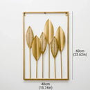 Metal Leaf Wall Hanging Decor Gold Iron Frame Living Room Porch 60 x 40cm