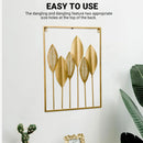 Metal Leaf Wall Hanging Decor Gold Iron Frame Living Room Porch 60 x 40cm