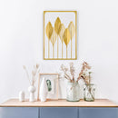 Metal Leaf Wall Hanging Decor Gold Iron Frame Living Room Porch 60 x 40cm