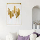 Metal Leaf Wall Hanging Decor Gold Iron Frame Living Room Porch 60 x 40cm