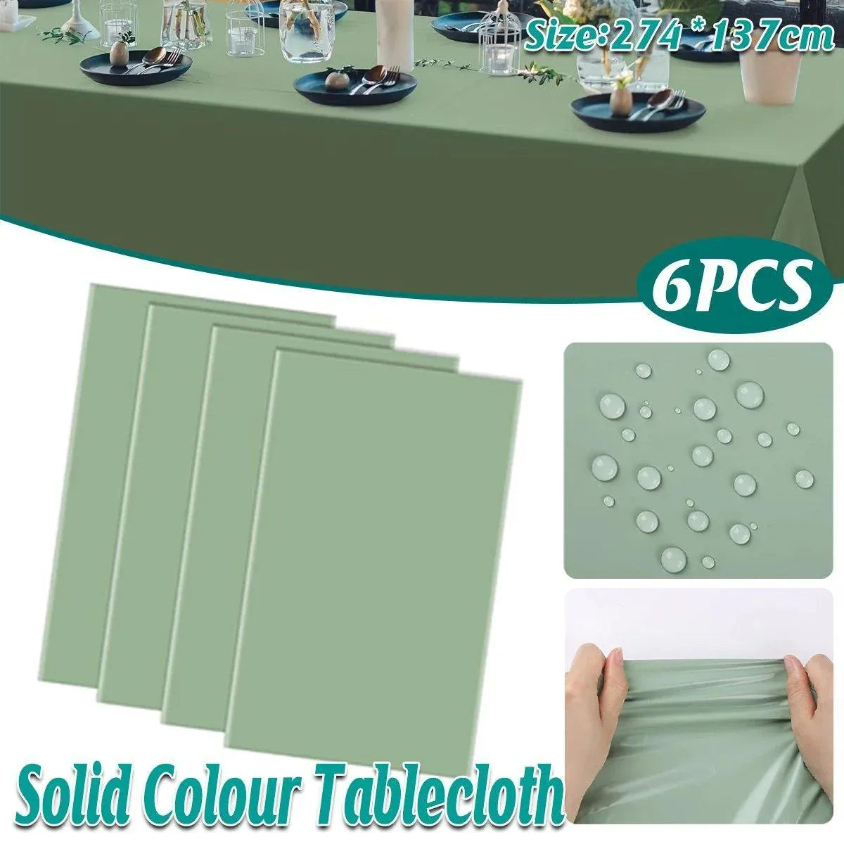 6pcs Green Disposable Tablecloths for Party and Event Decorations Table Covers
