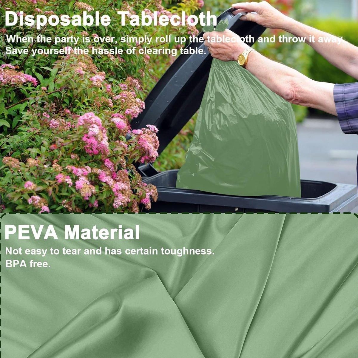 6pcs Green Disposable Tablecloths for Party and Event Decorations Table Covers