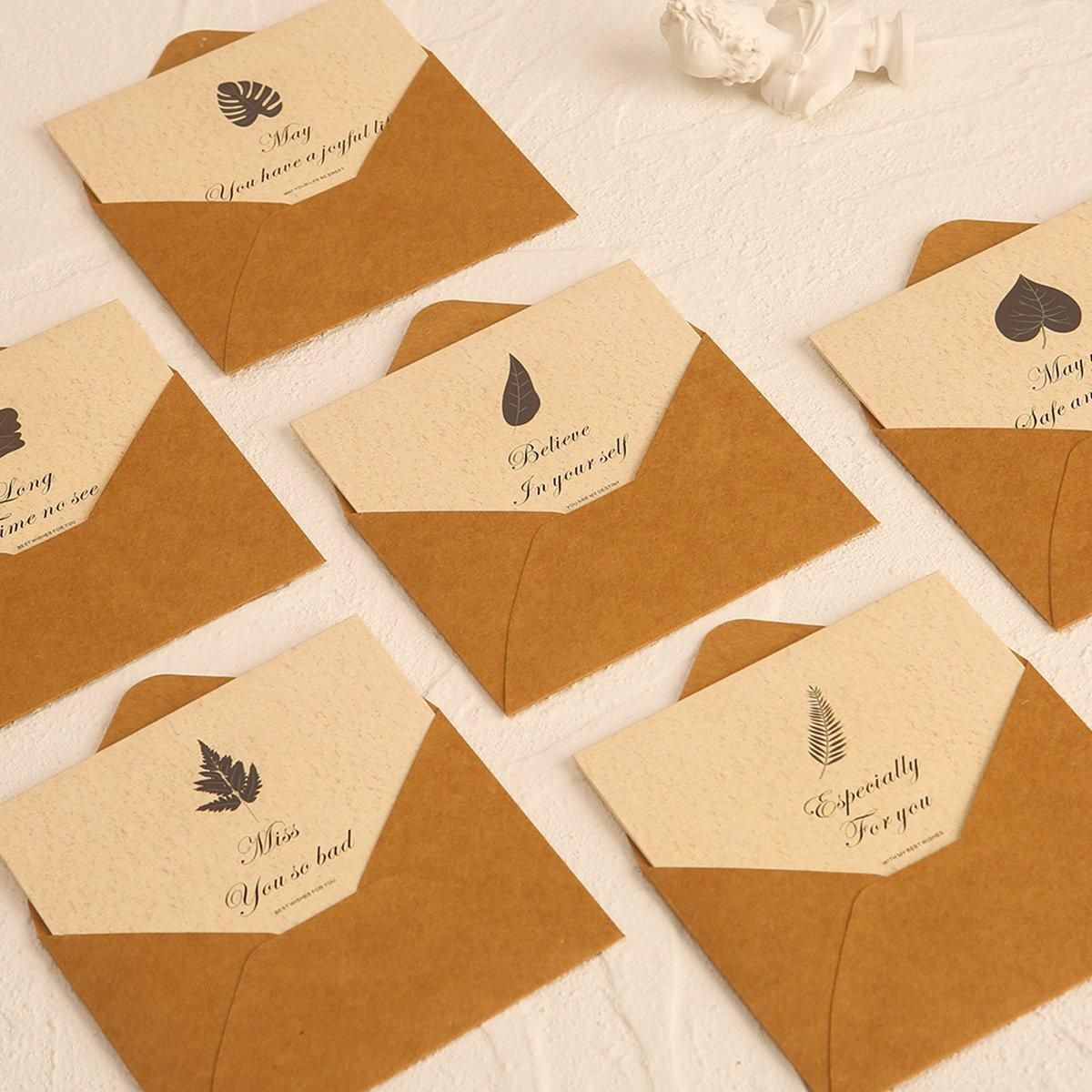 6pcs Retro Greeting Cards with Envelopes Simple Vintage Design for All Occasions