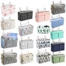 Hanging Bedside Storage Caddy with Pockets for Bunk Bed Dorm Couch Organizing - Grey Triangle