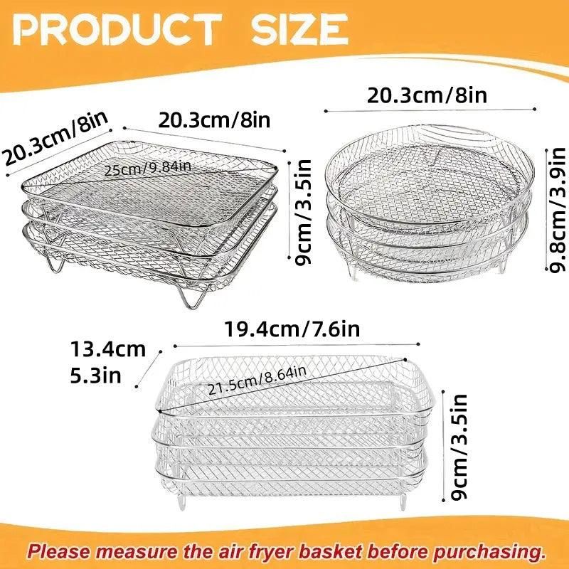 Air Fryer Grill Rack Multi Layer Removable Shelf Mesh Rack for Cooking BBQ - Rectangle