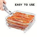 Air Fryer Grill Rack Multi Layer Removable Shelf Mesh Rack for Cooking BBQ - Rectangle