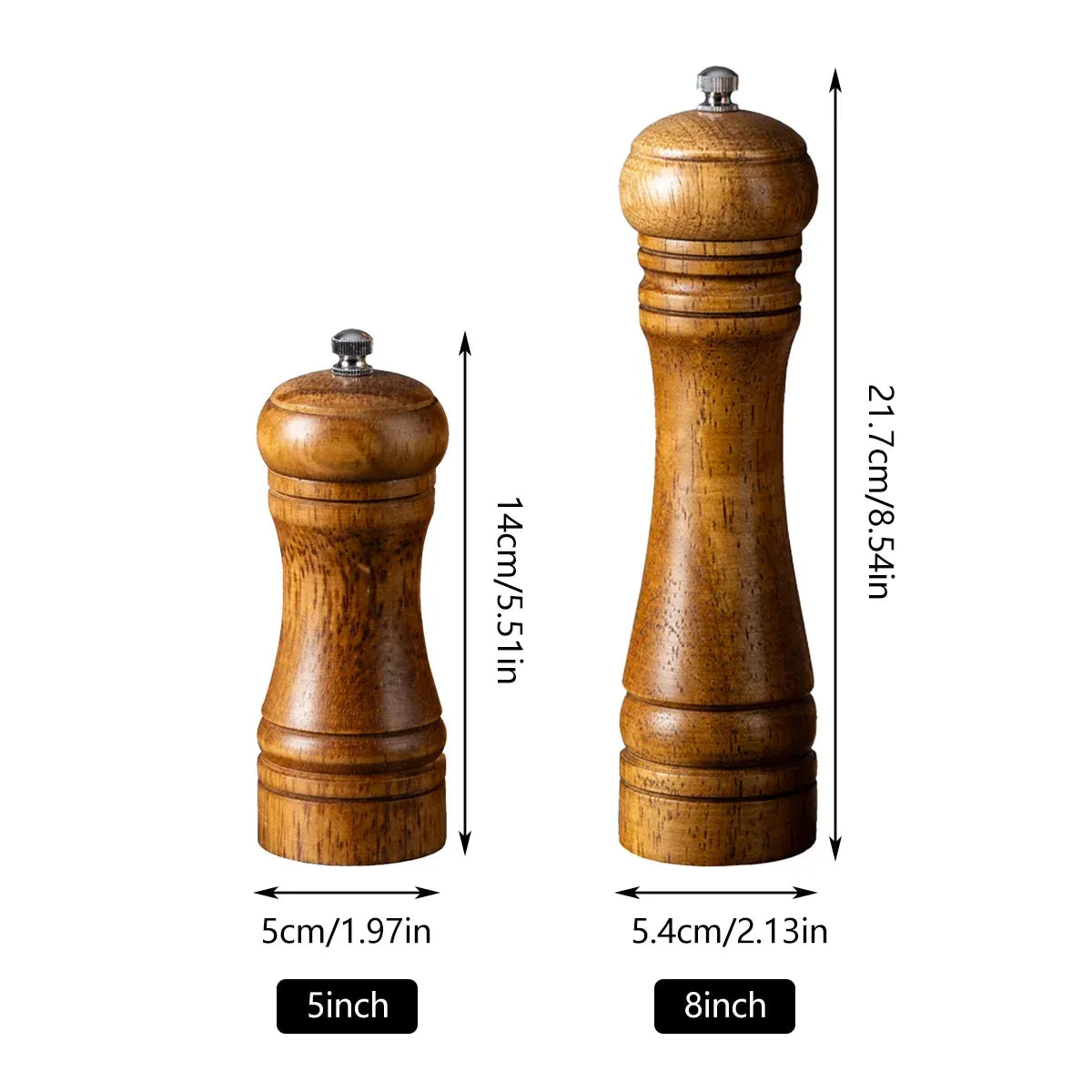Wooden Pepper Grinder Pepper Mill Set Manual Home Salt Pepper Powder Bottle ﻿ - 8inch