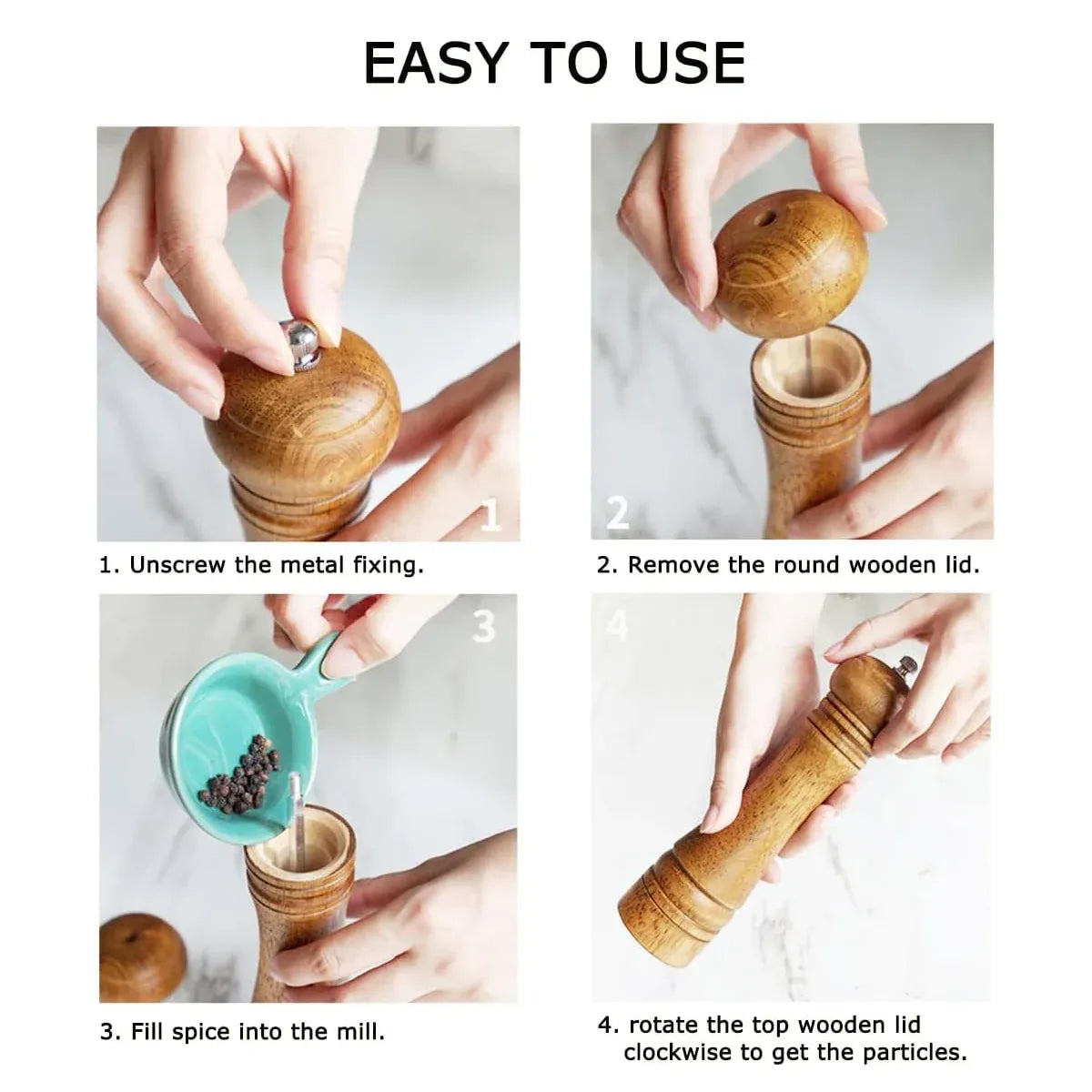 Wooden Pepper Grinder Pepper Mill Set Manual Home Salt Pepper Powder Bottle ﻿ - 8inch
