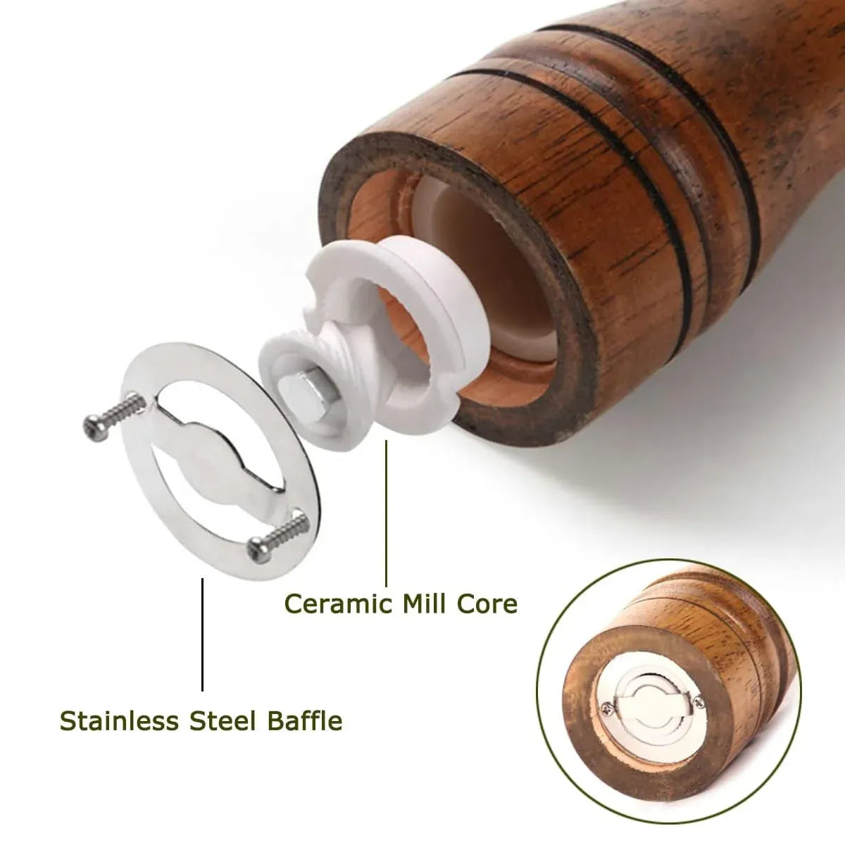 Wooden Pepper Grinder Pepper Mill Set Manual Home Salt Pepper Powder Bottle ﻿ - 8inch