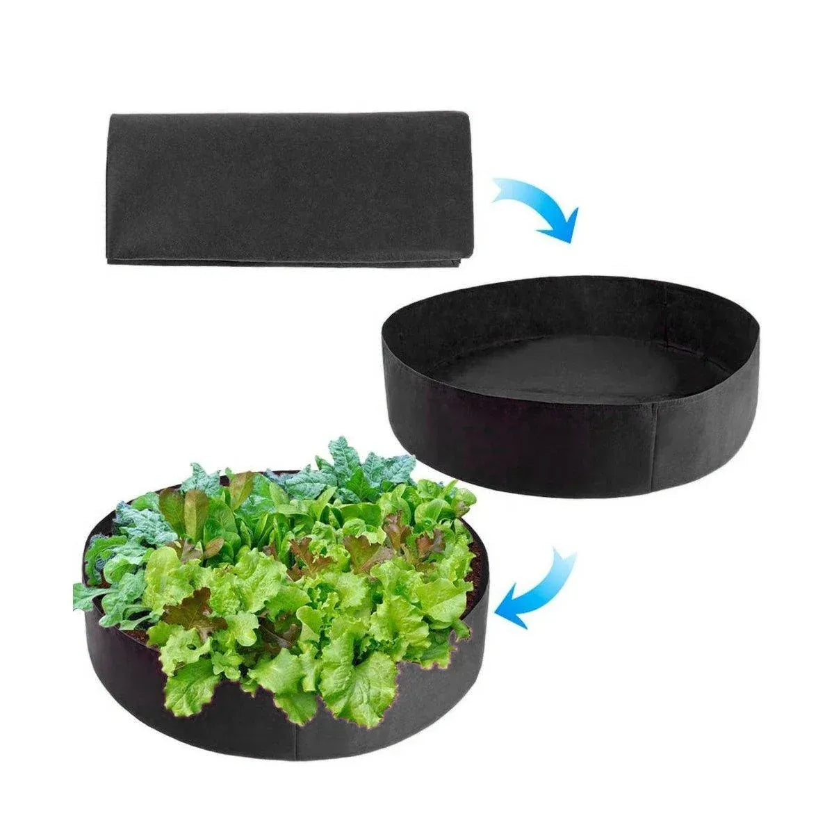 5x Felt Planting Bag Round Vegetable Garden Flower Seedling Grow Bags for Plants - Black-30*20cm