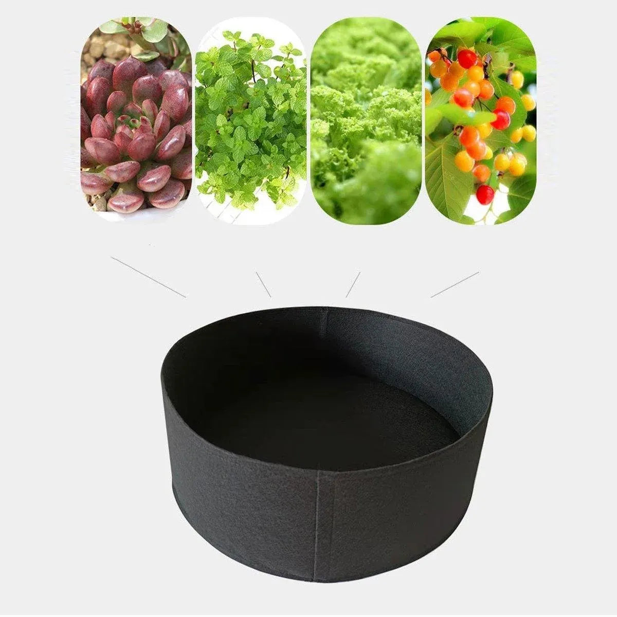 5x Felt Planting Bag Round Vegetable Garden Flower Seedling Grow Bags for Plants - Green-70*30cm