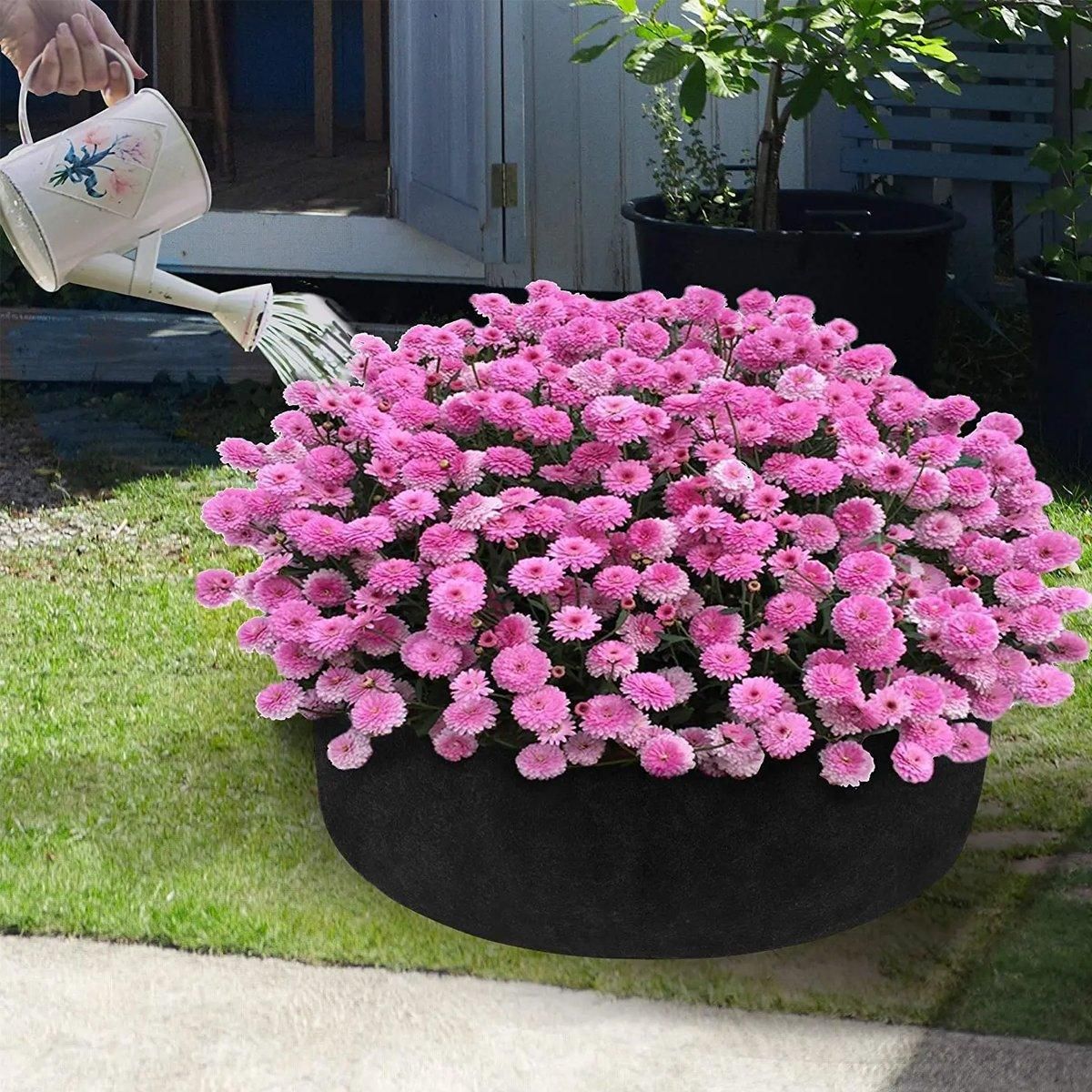 5x Felt Planting Bag Round Vegetable Garden Flower Seedling Grow Bags for Plants - Black-90*30cm