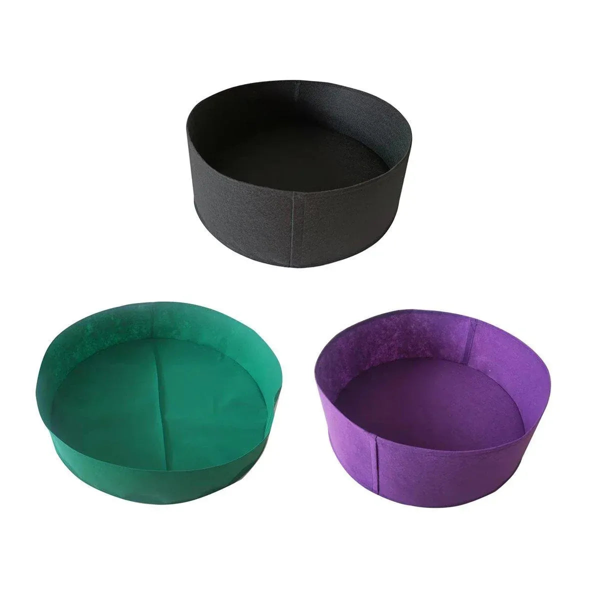 5x Felt Planting Bag Round Vegetable Garden Flower Seedling Grow Bags for Plants - Black-90*30cm