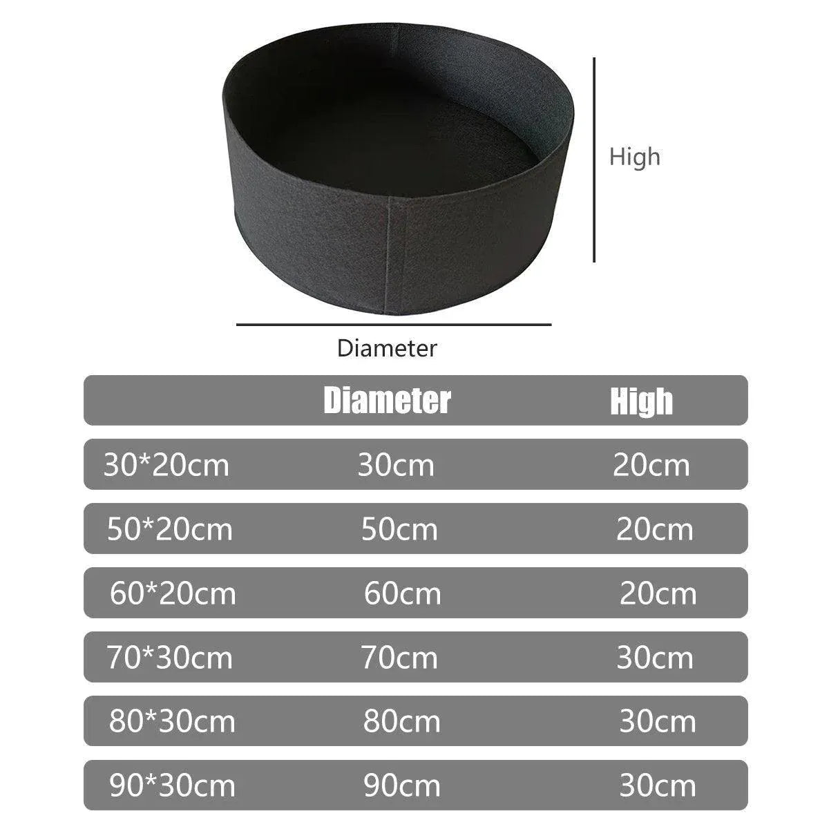 5x Felt Planting Bag Round Vegetable Garden Flower Seedling Grow Bags for Plants - Purple-90*30cm