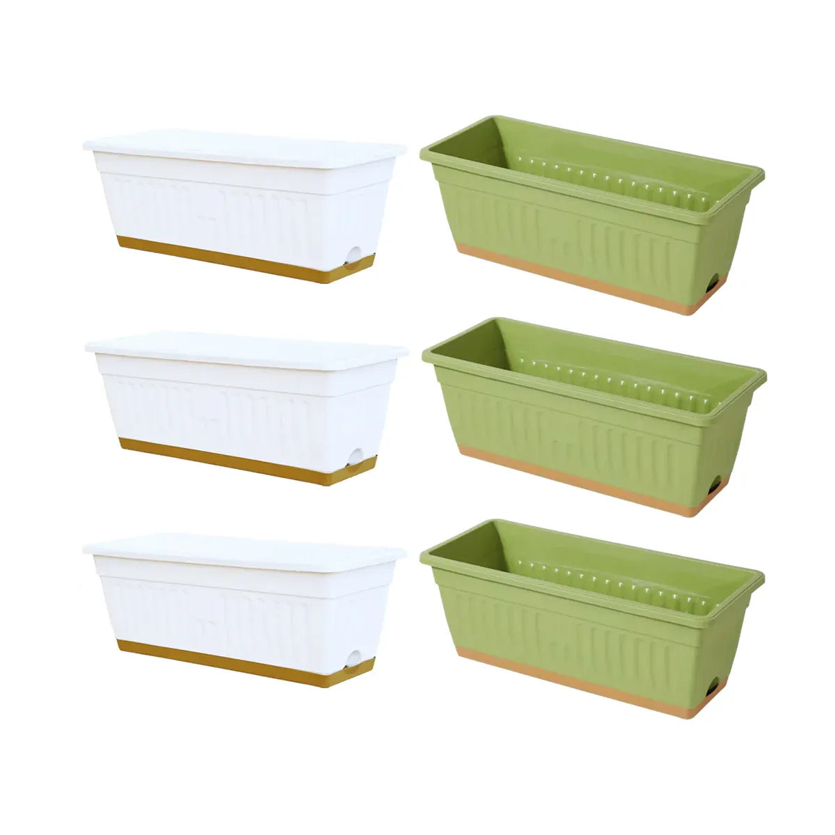 Plastic Flower Pot Set 6PCS Rectangular Planter Box Balcony Garden Vegetable Pot